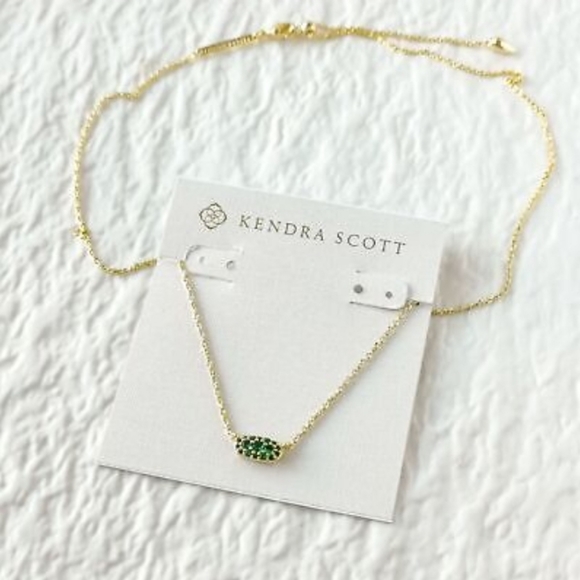 ✨️KENDRA SCOTT  Emerald green Gold Crystal Pendant Necklace NEW✨️ - Picture 5 of 7